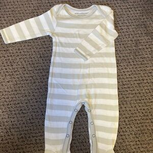 Burt's Bees Baby Cream and White Striped Footie